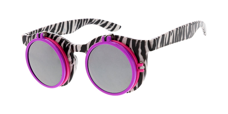 PT617 Novelty Double Flip Up Zebra Print Neon Frame – Sunny Sunglasses