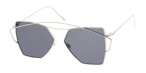 4362 Women's Metal Large Double Wire Geometrical Aviator Frame