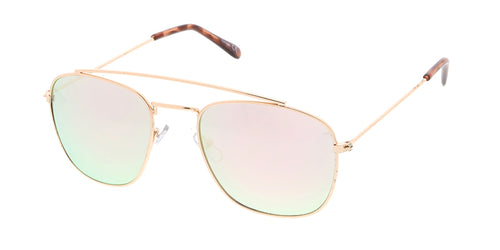 4373REV Unisex Metal Small Square Aviator w/ Spectrum Color Mirror Lens