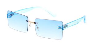 5148CRY/COL Women's Metal Medium Square Rimless Crystal Color Frame w/ Color Lens