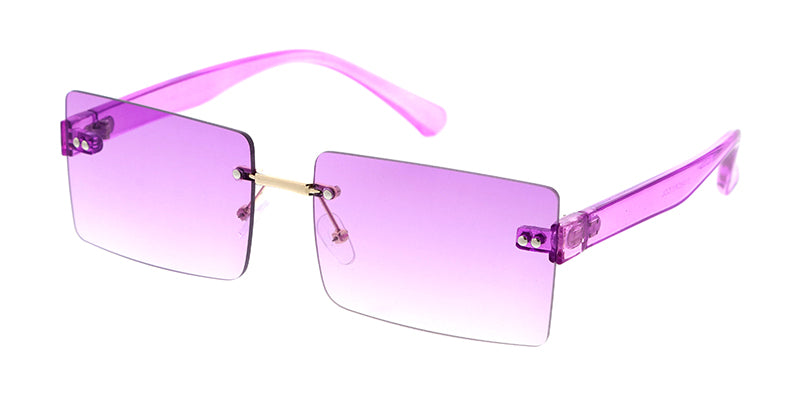 5148CRY/COL Women's Metal Medium Square Rimless Crystal Color Frame w/ Color Lens