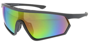 80753ME/RV Men's Plastic Large Sports Shield w/ Color Mirror Lens