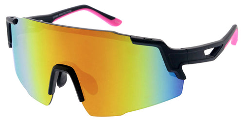 80866ME/RV Men's Plastic Large Sports Shield w/ Color Mirror Lens