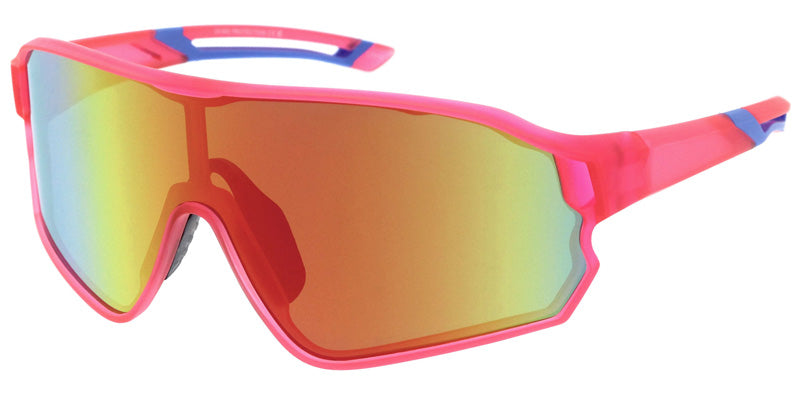 80868ME/RV Men's Plastic Large Sports Shield w/ Color Mirror Lens