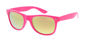 8655NEO Unisex Plastic Classic Neon Color WF Frame  w/ Color Mirror Lens