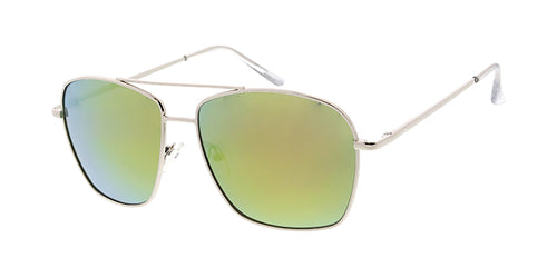 3552SLV/RV Unisex Metal Medium Square Aviator Silver Frame w/ Color Mirror Lens