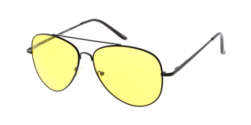 3562YEL/MH Unisex Metal Large Aviator Spring Temples w/ Yellow Lens