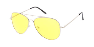 3562YEL/MH Unisex Metal Large Aviator Spring Temples w/ Yellow Lens