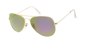 3933GLS/REV Unisex Classic Large Metal Aviator w/ Color Mirror Glass Lens