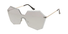 4682RV Women's Large Geometric Diamond Cut Shield w/ Color Mirror Lens