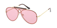 4716COL Unisex Metal Standard Rimless Shield Aviator w/ Color Lens