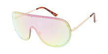 4724RV Unisex Metal Large Studded Rimless Shield w/ Color Mirror Lens