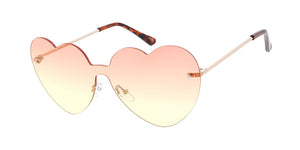 4878 Women's Metal Large Heart Shaped Shield Rimless Frame