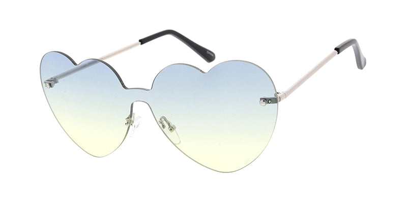 4878 Women's Metal Large Heart Shaped Shield Rimless Frame